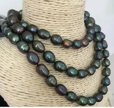 10-11mm Tahitian peacock green baroque pearl necklace 50