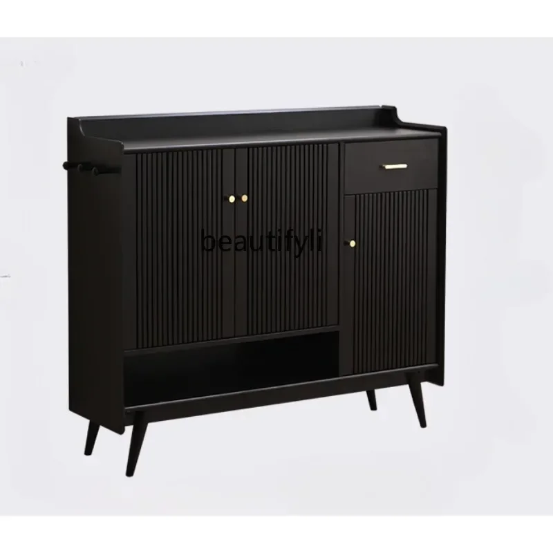 

Solid wood shoe cabinet, simple and modern small apartment grid foyer, large-capacity door