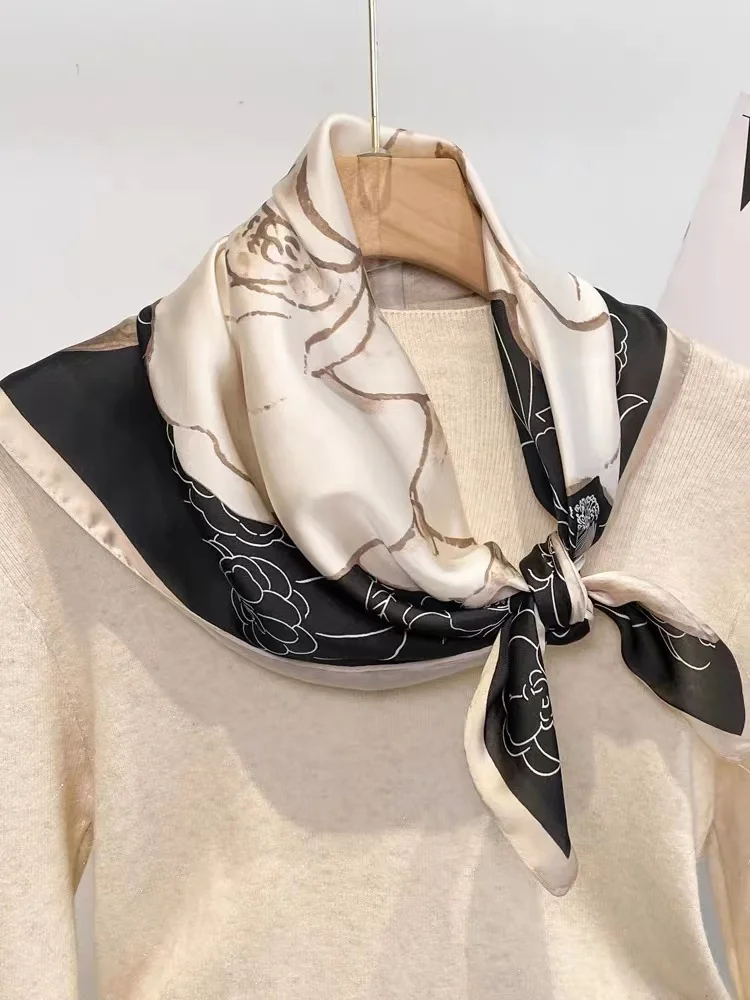 Fashion Print Hair Ribbon Scarf Women Neck Tie Bag Scarfs Satin Silk Skinny Headscarves Ladies Foulard Floral Bands 2023 New