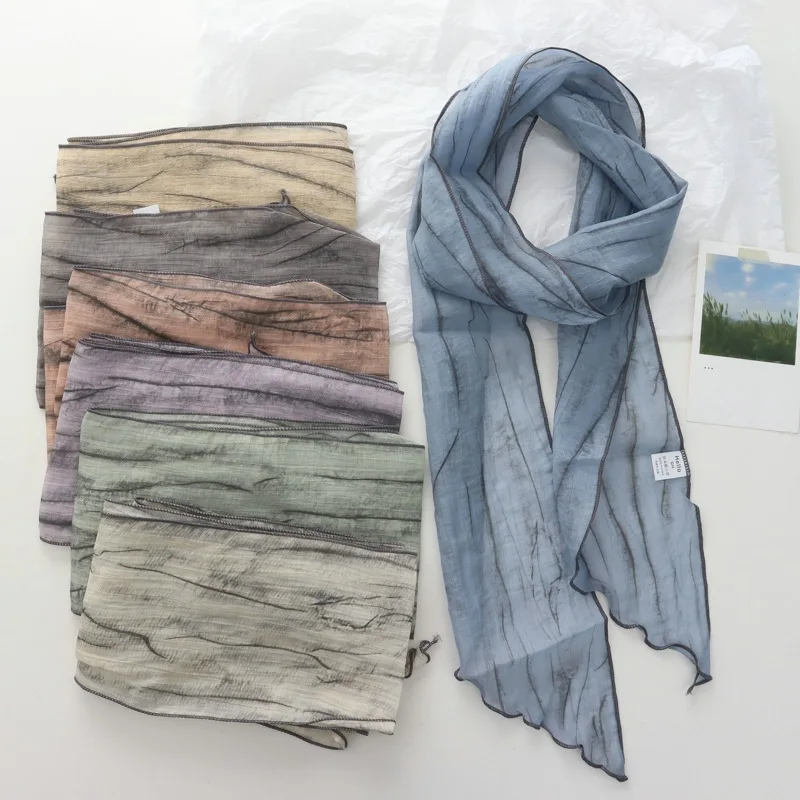 2025 New Korean Style Scarf Women's Simple Breathable Japanese Style Thin Narrow Scarf Versatile Artistic Retro Scarf Ribbon