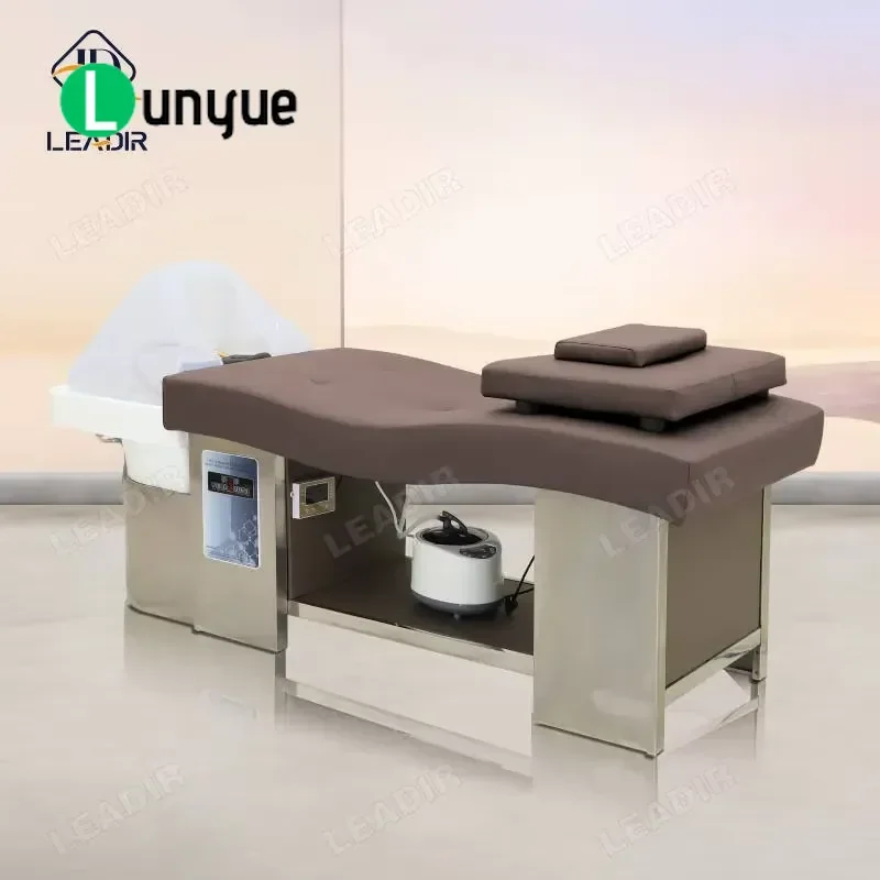 Multifunctional Shampoo Bed Stainless Steel Frame Massage Chair Spa Water Circulation Head Physiotherapy Furniture