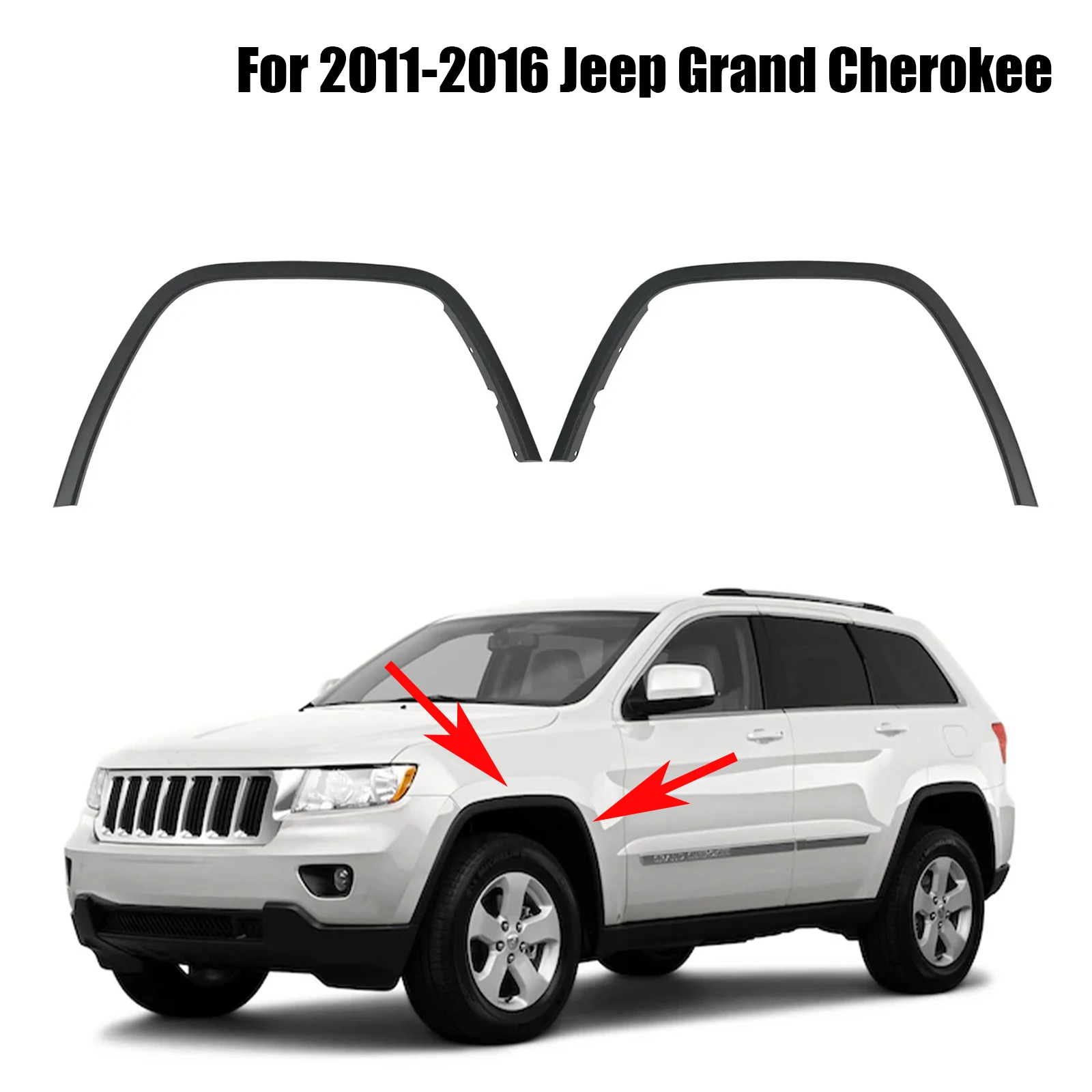 For 2011-2016 Jeep Grand Cherokee Car Front Fender Flare Wheel Arch Molding Eyebrow 1MP38RXFAE/CH1291106 1MP39RXFAE/CH1290106