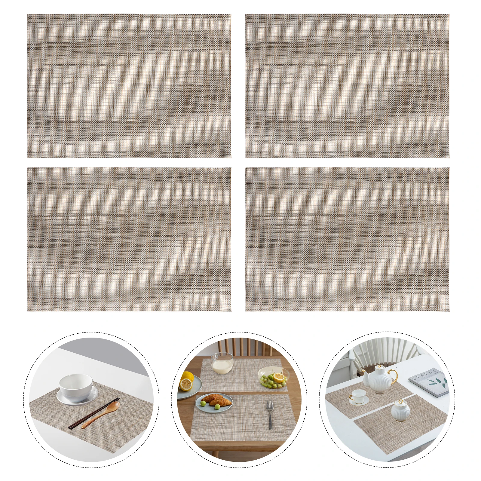 

4Pcs Rattan Woven PVC Placemats Anti-Slip Table Mats Home Decoration Insulation Table Mat Insulated Placemat