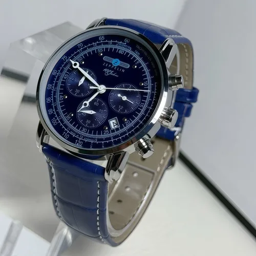 2025 Nueva marca de lujo zeppelin reloj multifuncional de seis pines a la moda con calendario reloj de cuarzo de regalo verde azul