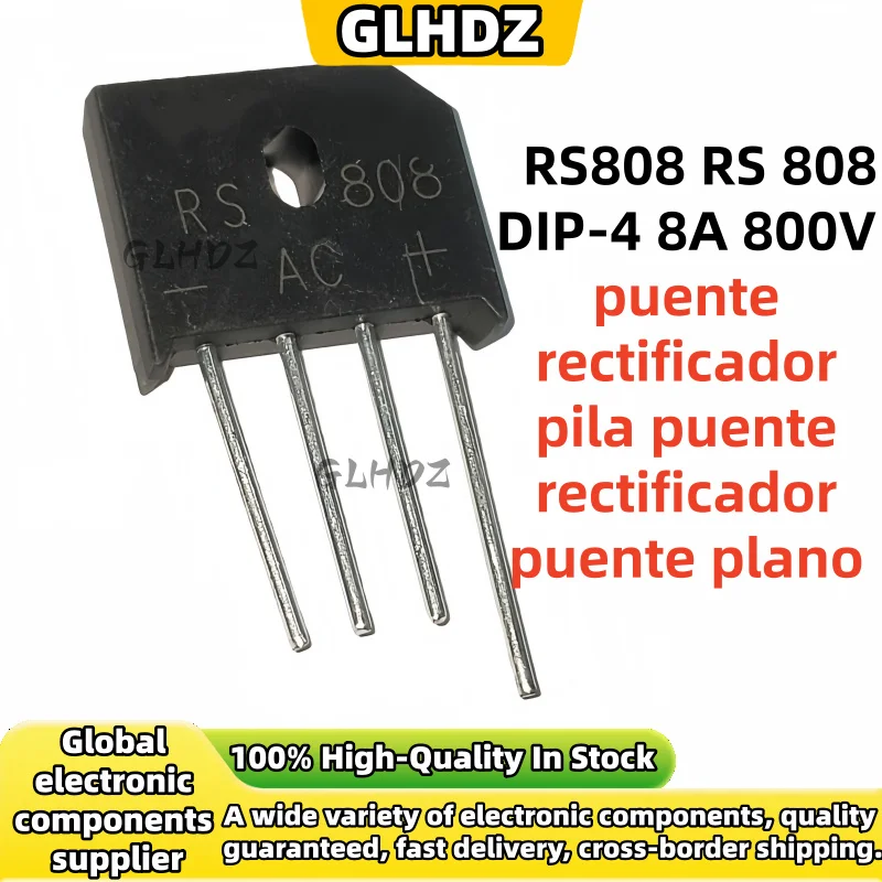 5-10-50units new 100% RS808 RS 808 DIP-4 8A 800V bridge rectifier diode bridge rectifier flat bridge