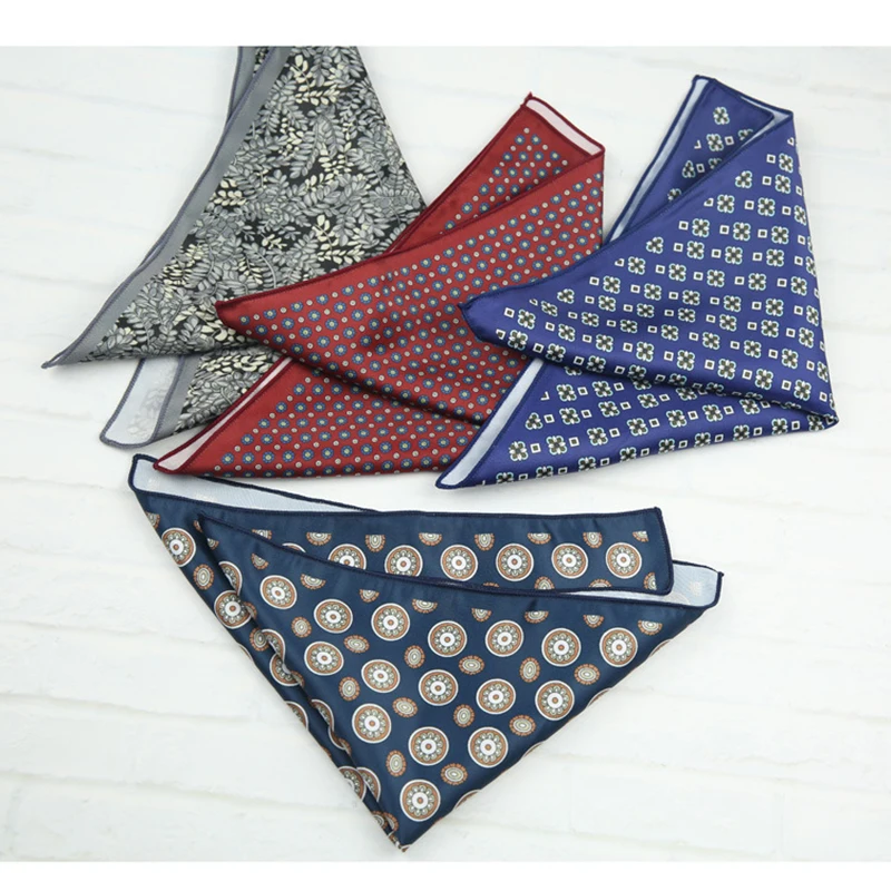 2026 Негабаритный шелковистый карманный квадрат для мужчин 27 см, роскошный карман в горошек с цветочным принтом, свадебный платок, пейсли, нагрудное полотенце, костюмы, шарф