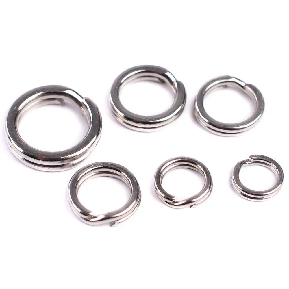 25-50pcs 304 Stainless Steel Fishing Split Ring 3mm-9mm Snap Split Ring Jigging Ring Fishing Tackle Heavy Duty Lure Connector