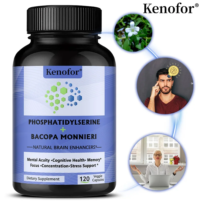 Phosphatidylserine + Bacopa Monnieri Supplement - Helps Memory, Cognitive Health, Relieve Stress - Brain Nutritional Supplement