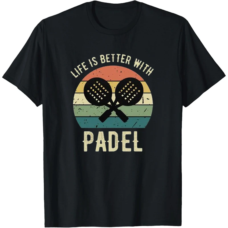 Retro PADEL Shirt PADEL T Shirts Мужская Camisa Exercise Tees Athletes Tshirt  Sports Enthusiast T Shirts Paddle Tennis Tees