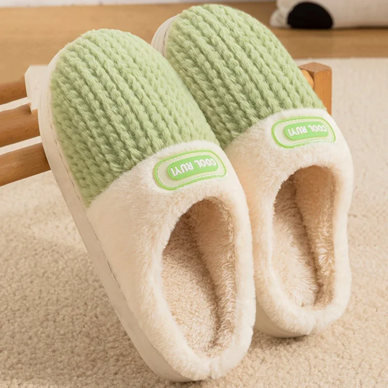 Winter Home Cotton Slippers for Women 2025 Indoor Soft Sole Platform Slides Woman Comfortable Non Slip Warm Couple Cotton Shoes