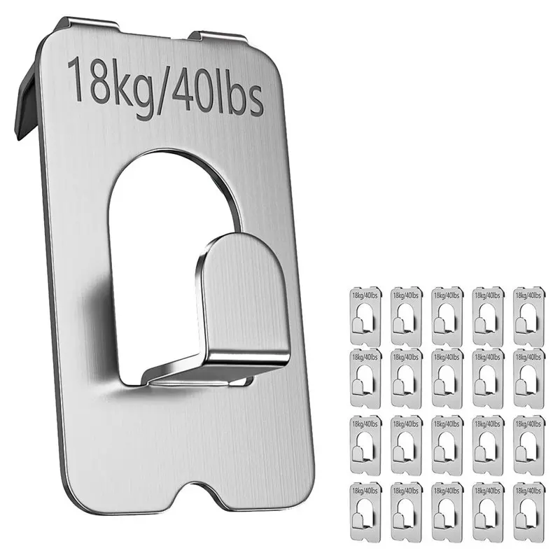 A03F-Drywall Picture Hanger 20Pcs No Damage Wall Frame Hooks