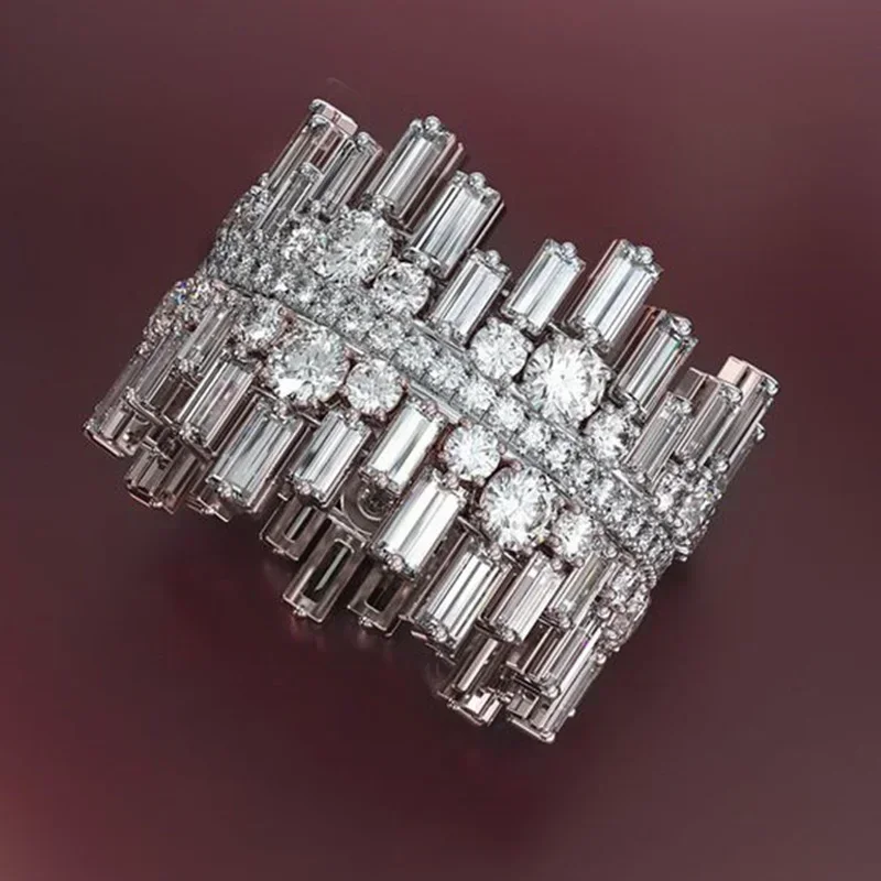 2026 New Irregular Micro Inlaid Zircon Ring for Attending Banquet, Geometric High-end, Geometric Elegant Accessories for Women
