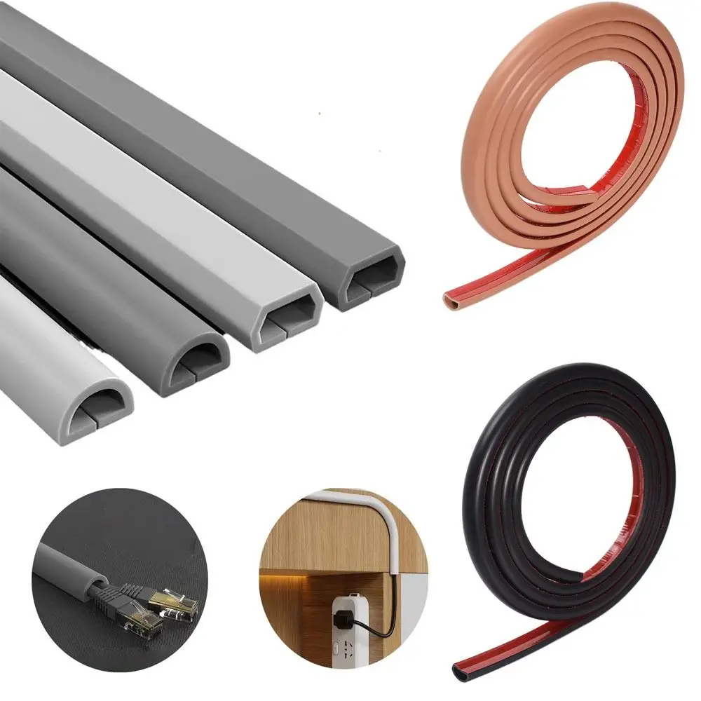 Anti-extrusion Floor Cord Cover Arc Durable Cord Protector Self-Adhesive Extension Wiring Duct Protector Home Outdoor