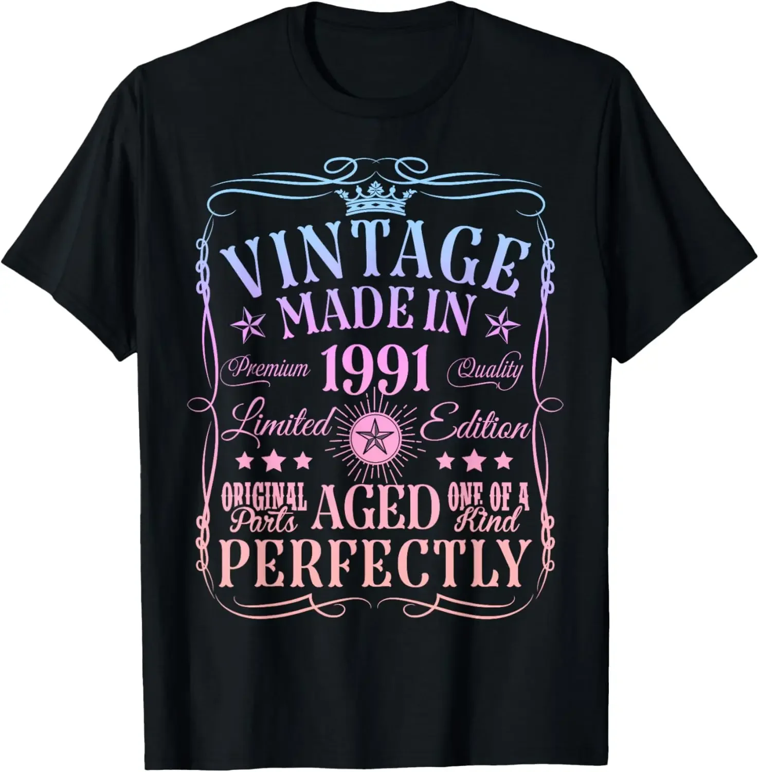Vintage 35th Birthday Decorations Vintage 1991 35 Years Old Women T-Shirt Vintage T Shirt Customizable Individuality Ropa Hombre