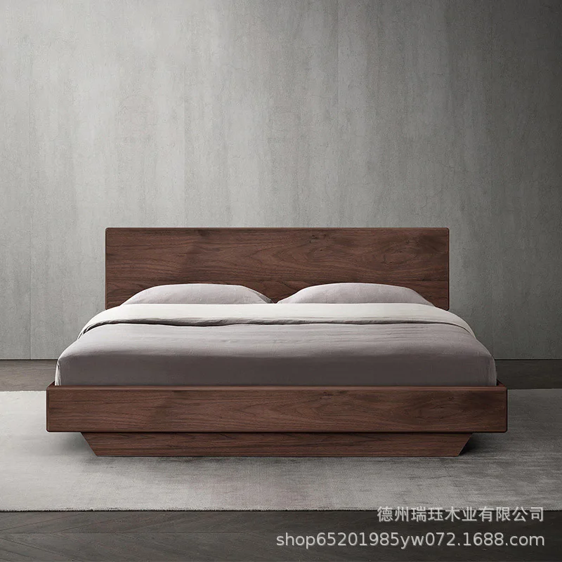 Full solid wood suspension bed 1.5m 1.8m air pressure high box storage bed oak black walnut