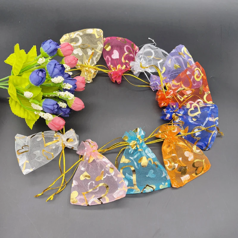 Jewelry Storage Packaging 1000pcs Heart Gift Bag for Christmas Gift Bags Transparent Jewelry Bag Organza Bags Drawstring Sachet