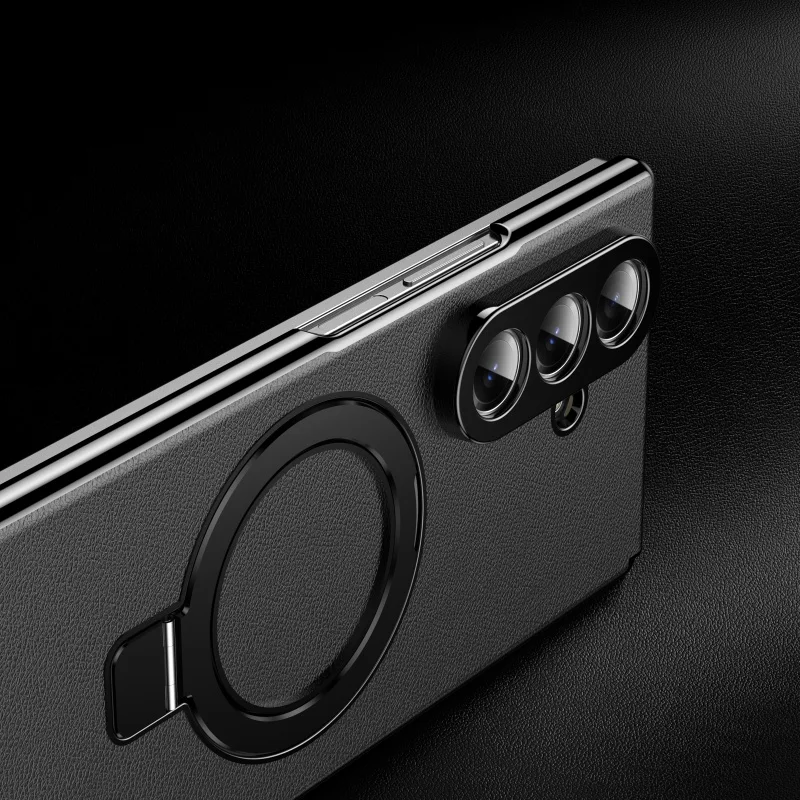 For Magsafe Magnetic Leather Case For Samsung Galaxy Z Fold 7 6 5 4 3 8 Hinge Protection Screen Protector Magnetic Holder Cover