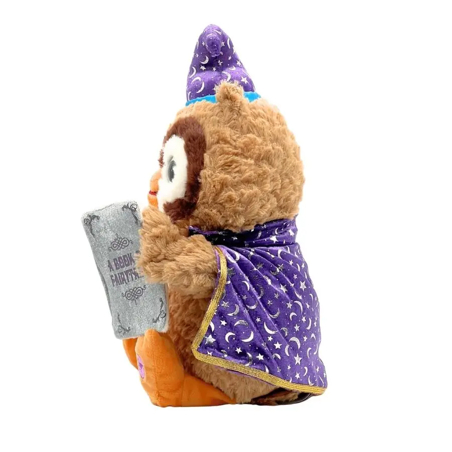 Schuur Octavius De verhalen vertelt uil 12, geanimeerde knuffel knuffel ogen oplichten, mond beweegt en hoofd zwaait tovenaar uil rec