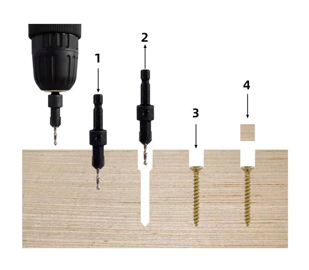1pc 1/4 Hex Shank HSS Countersink Woodworking Router Bit set Milling Cutter Screw Extractor Remon Demolition Wood Core Drill Bit