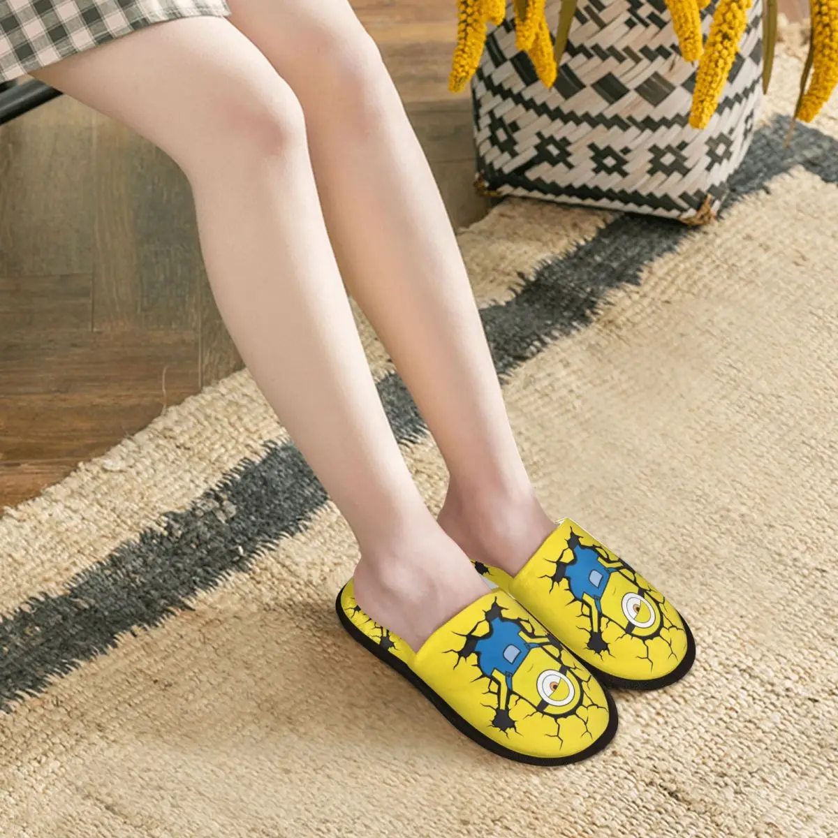 Zapatillas de casa personalizadas de Minions para mujer, zapatillas de invitados de pared, Spa