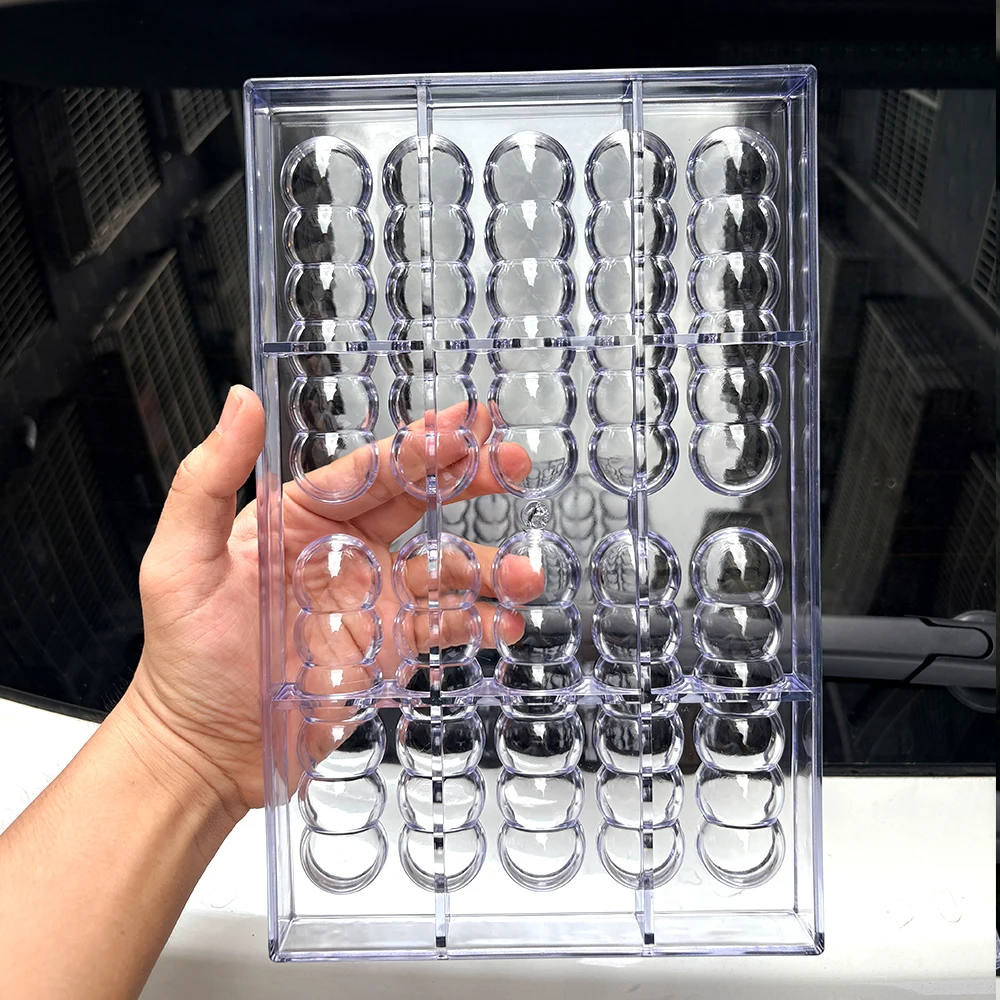 Clear Polycarbonate Bead‑String Chocolate Mold, Reusable Hard Plastic, DIY Connected Bead Candy Confectionery Baking Mould view 6
