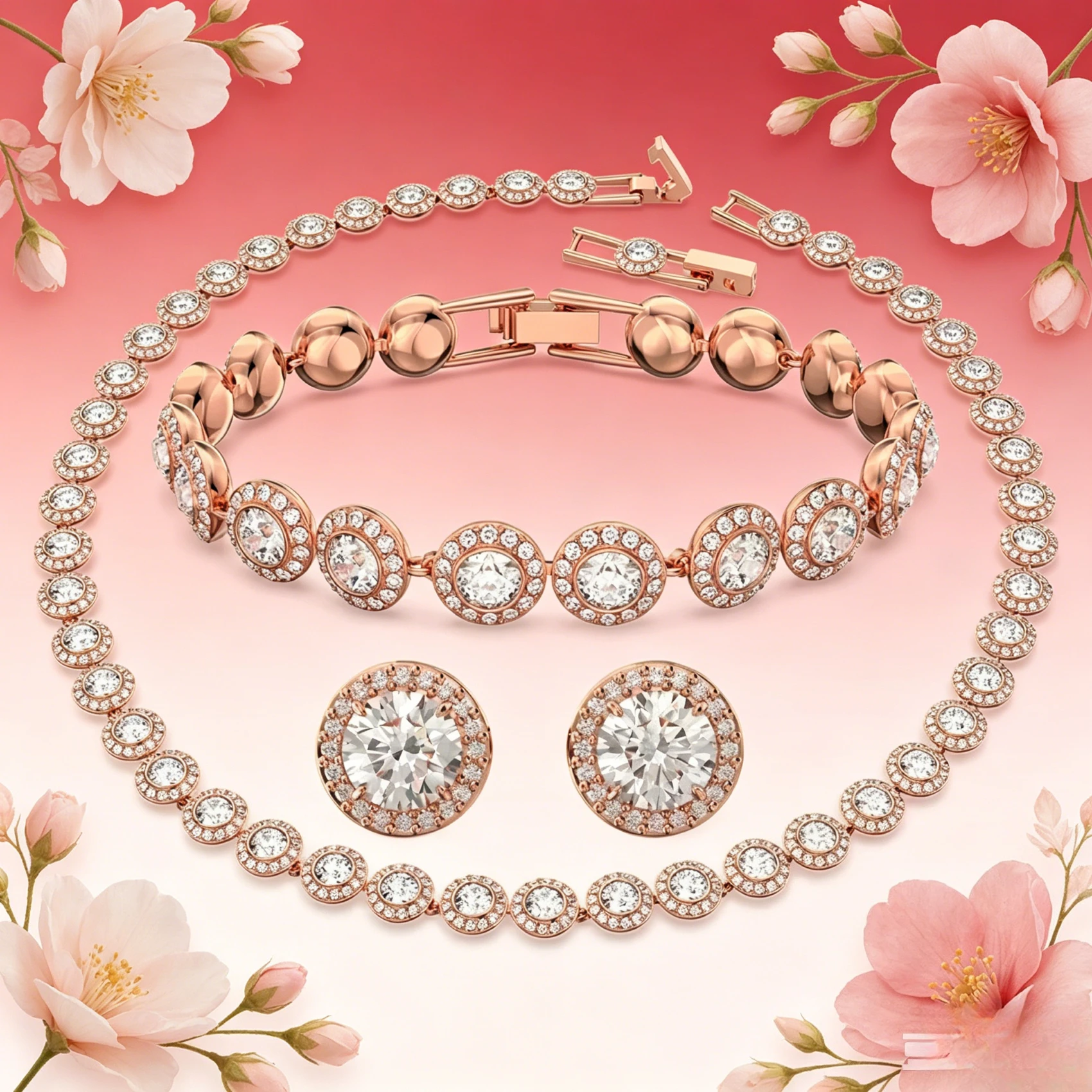 

2026 New Classic Luxury Angel Set, Necklace, Bracelet, Earrings, Multi Functional and Beautiful - Valentine's Day Gift