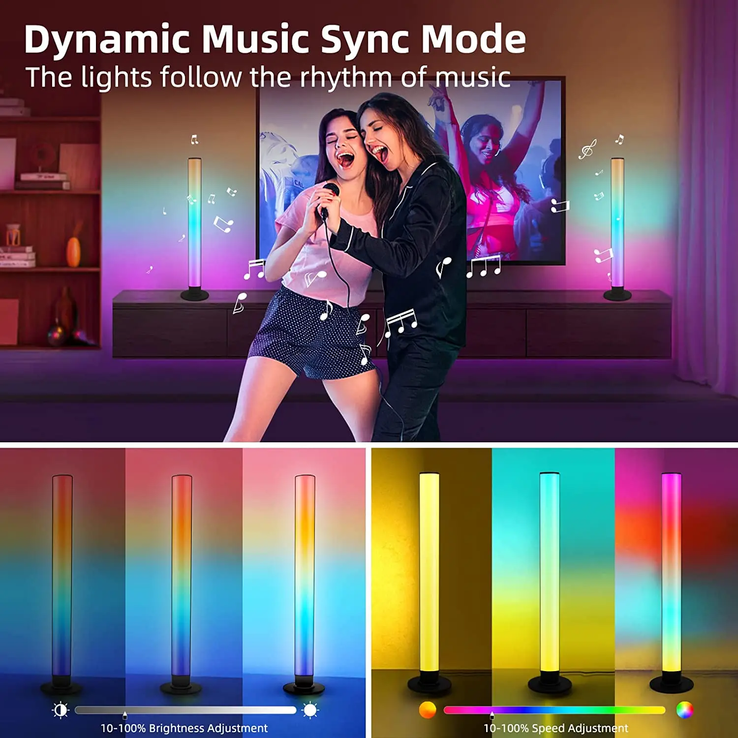 RGBIC Night Light Bar Smart APP Control Music Sync Backlights for PC TV Game Room Bedroom Desktop Night Lamp Ambient Lighting