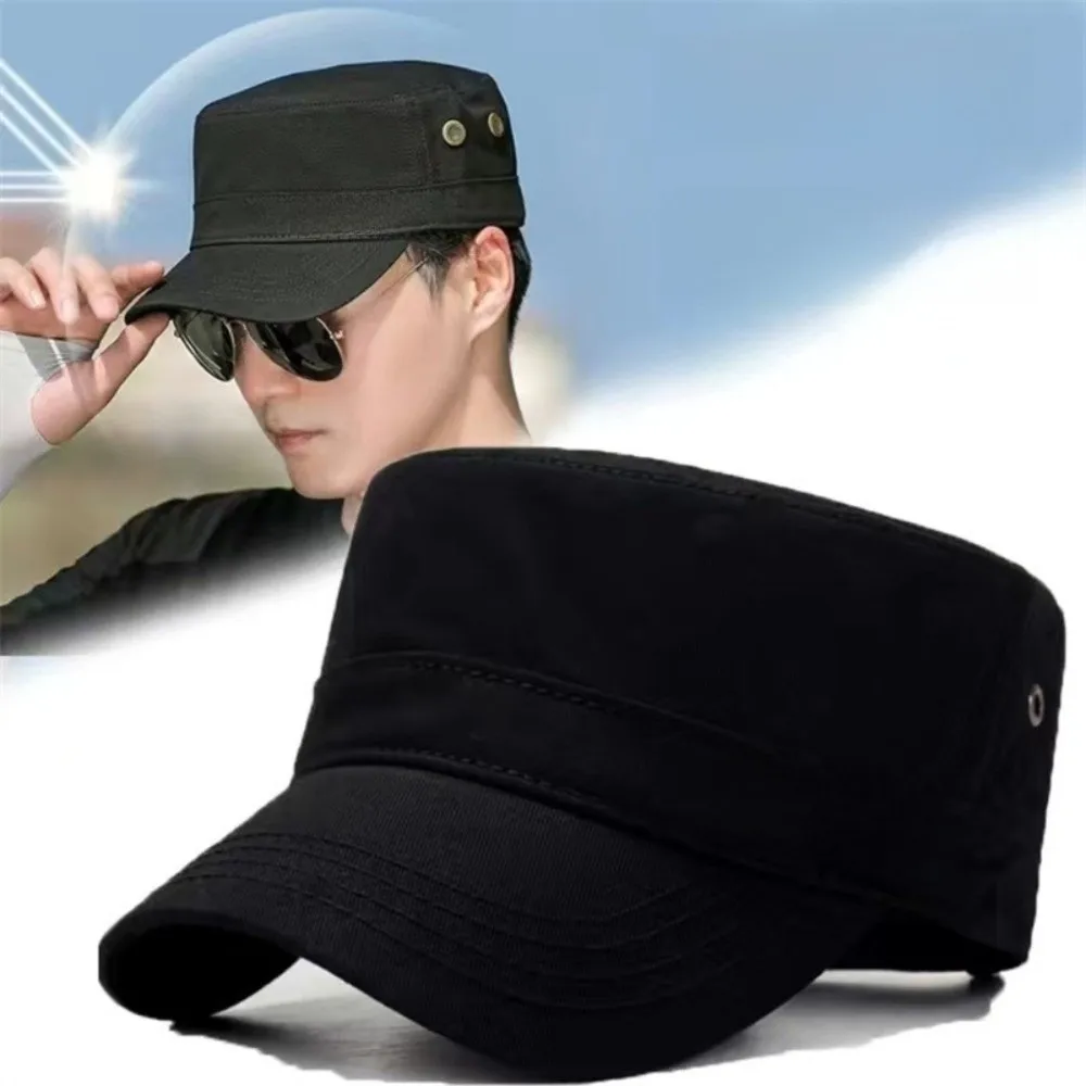 Fashion Five-Pointed Flat Cap Wide Brim Breathable Baseball Cap Cotton Adjustable Men Sun Hat