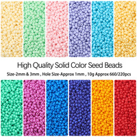 ​​Uniform Smooth Glass Seed Beads Miyuki Japanese Style 2mm/3mm Solid Color Seed Beads for DIY Bracelet Craft Making Supplies​