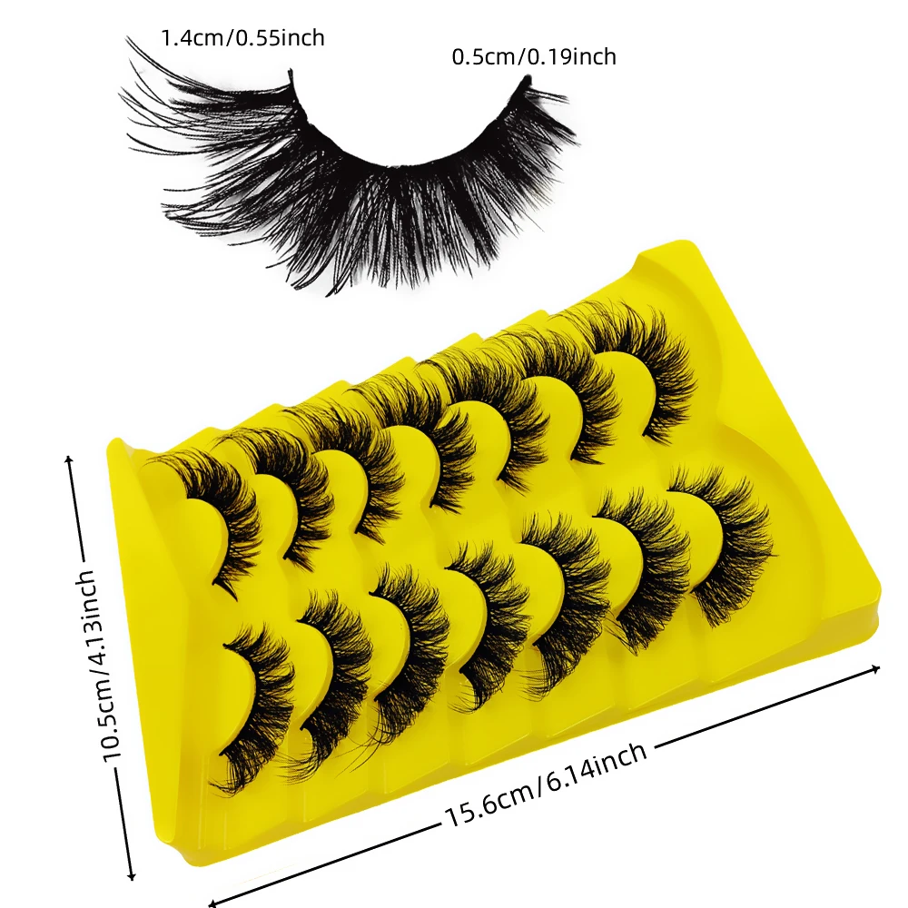 14 زوج/2 حزمة رموش عين القط ثلاثية الأبعاد رموش صناعية طبيعية رقيق لينة عبر مانغا جلدة Wispy رموش تمديد طبيعية ماكياج