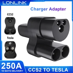 LONLINK CCS2 a Tesla EV adattatore per caricabatterie 250A 1000V stazione di ricarica cc per veicoli elettrici CCS2 a Tesla convertitore DC combo 2