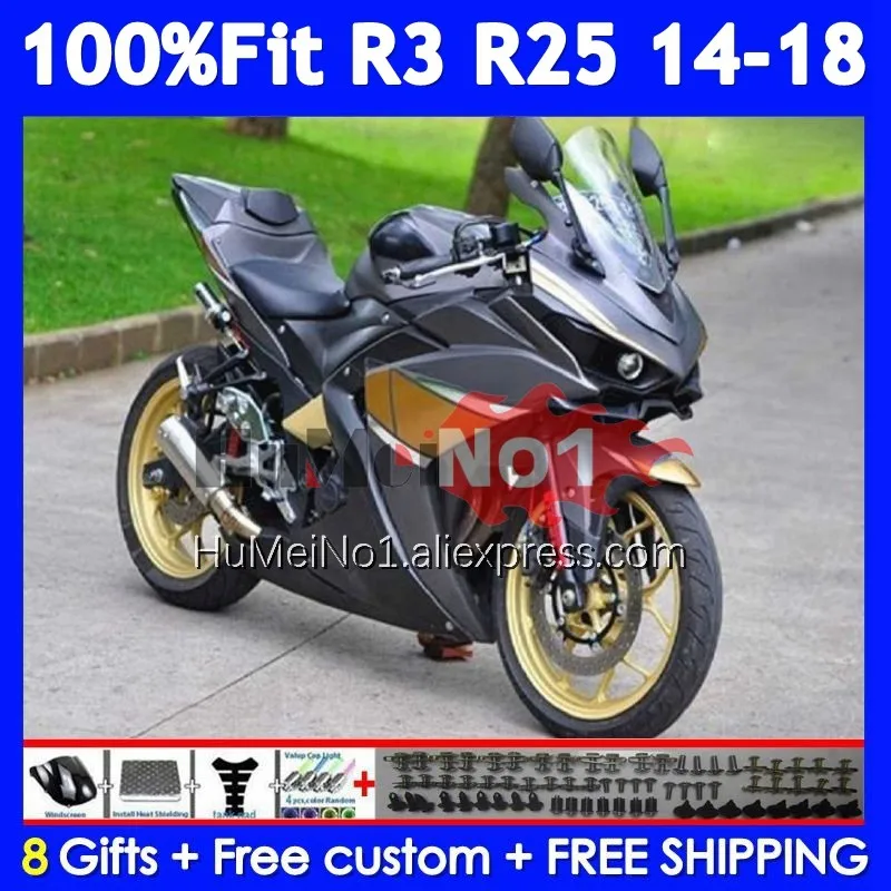 Body For YAMAHA YZF R3 R25 R 3 YZF-R3 YZFR25 373No.12 Grey black YZF-R25 YZFR3 2014 2015 2016 2017 2018 14 15 16 17 18 Fairing