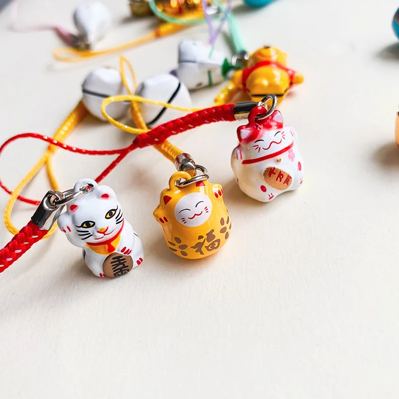 1pcs Cut Cartoon Cat Panda Animal Lucky Bell Phone Straps Charm Phone Accessories Kawaii  Lanyards for Keychain Accessories Gift