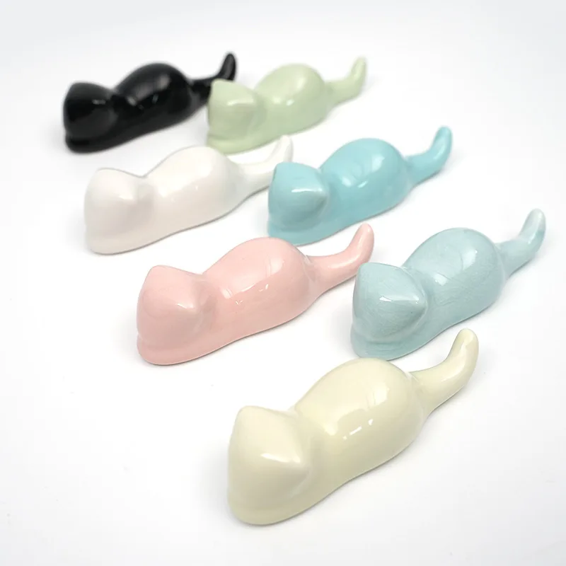 Cute‑kitten‑shaped Ceramic Pen Rest Brush Mountain Hanging‑brush Ornament Calligraphy Chinese Painting Desktop Decor Supplies