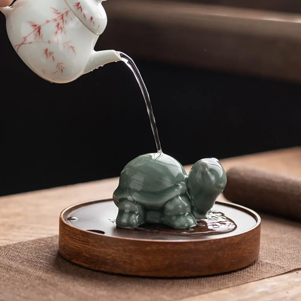 9.5*7.8cm Turtle Ornament Ceramic Tea Pet Figurine Turtle Statue Long Nails Handle Lucky Miniature For Home Office Party Decor