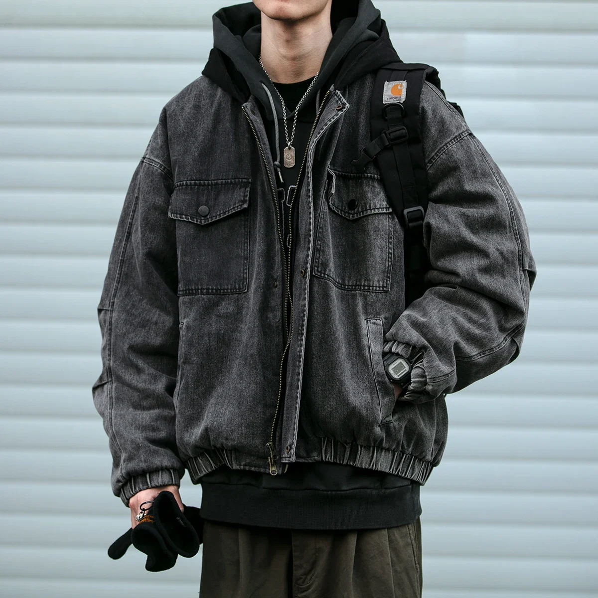 New Arrival Japanese Cityboy Loose Washed Denim Cotton Men's  Jacket High Quality Warm and Thickened Coat