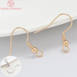 (2228)20PCS 16.5x18MM 24K Gold Color Plated Brass Earring Hook with Beads High Quality For Diy Jewelry Making Accessorie