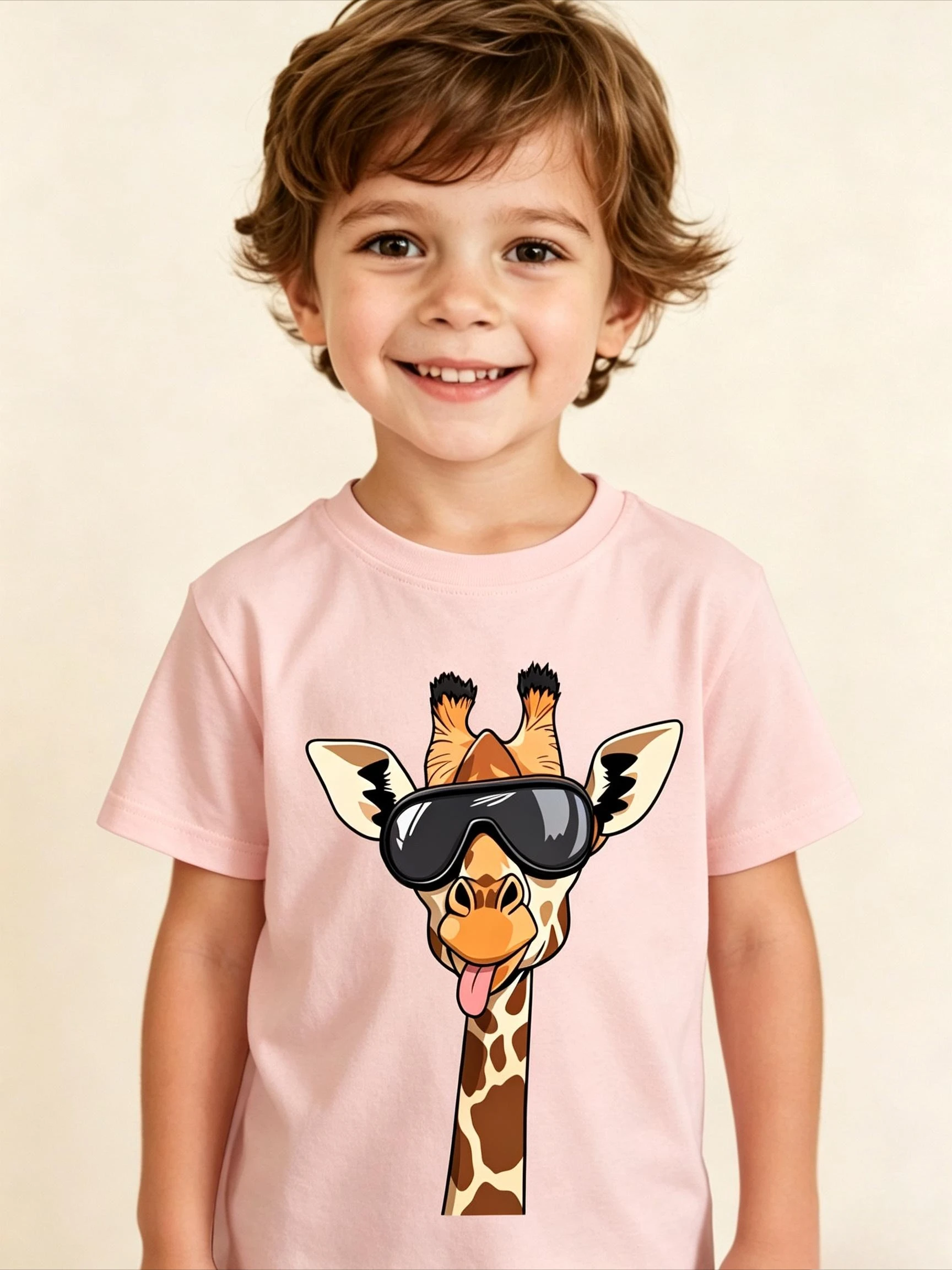 Brand Boys Kids Summer Short Sleeve T Shirt Cute Giraffe Cartoon Print Quick Dry Casual Basic Top Home Party Sport Wear