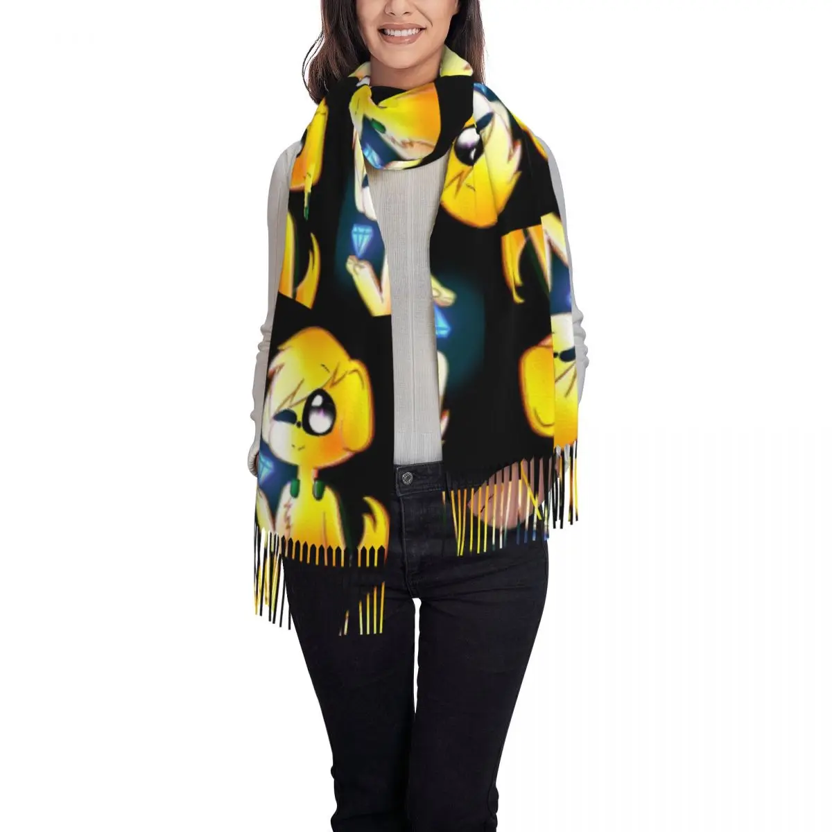 Divertido m-mikecrack-s abrazo diamante cómic Anime bufanda borla bufandas mujeres suaves y cálidos chales y chales grande Otoño Invierno chal