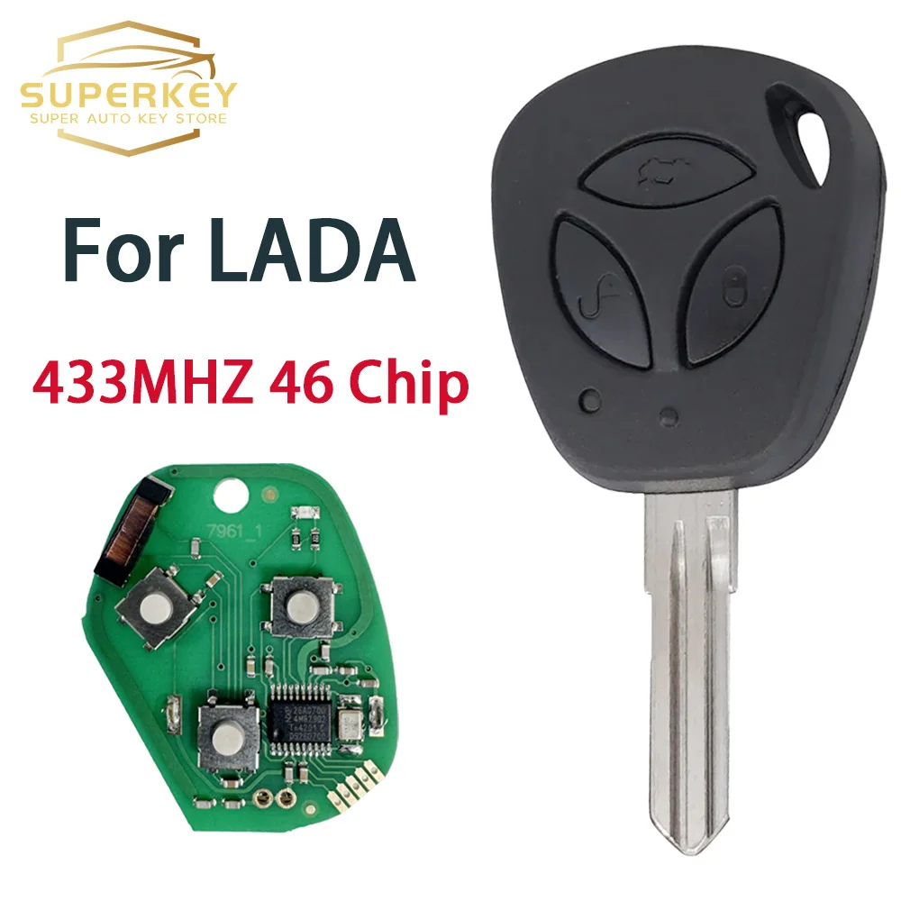 SUPERKEY For Lada Granta Priora Vesta X-Ray XRay Sedan Sport Kalina 2011 - 2015 3 Buttons Remote Car Key 433 MHZ 46 Chip PCF7941