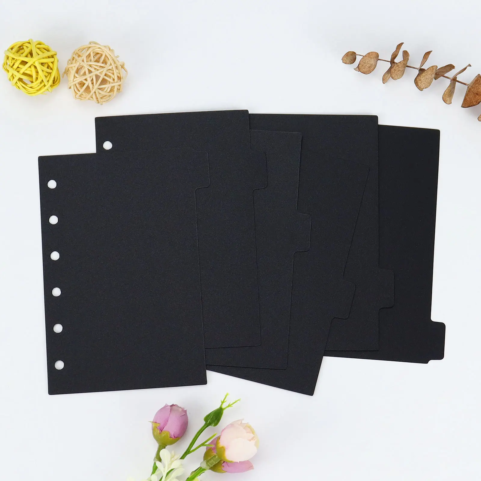 Sharkbang A5/A6/A7 PP Spiral Binder Index Separator Page Dividers Black 6 Pages For Ring Notebooks School Stationery