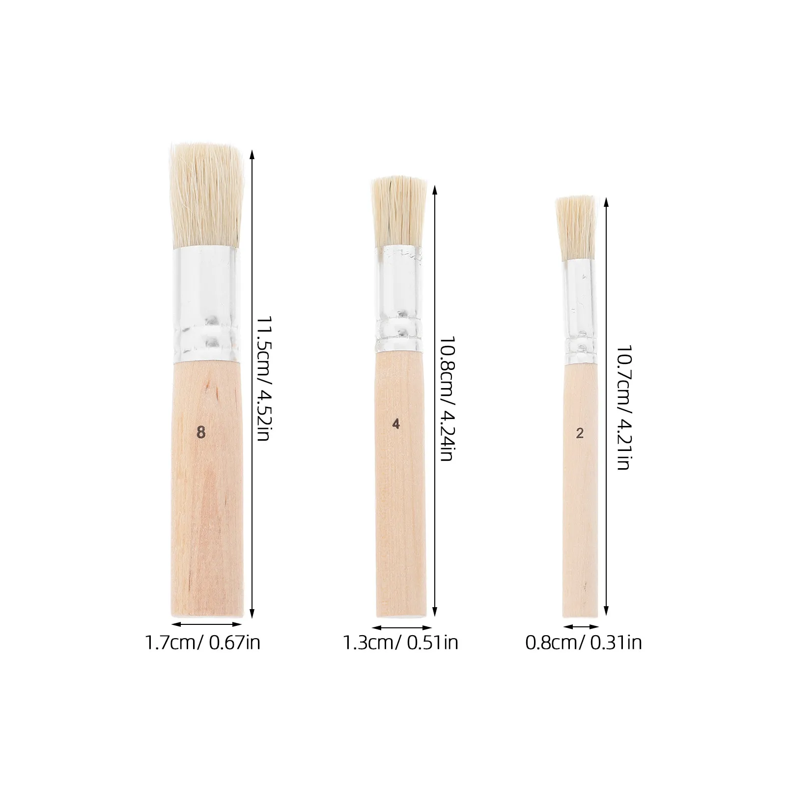 3Pcs Round Paint Brush Set Wooden Handle Bristle Brushes for Acrylic Chalk Wax Painting Stencil Art DIY Crafts Detail Work