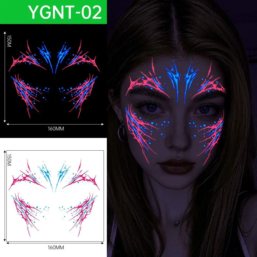 Glow in The Dark Halloween Disposable Luminous Tricolor Halloween Temporary Tattoos Multicolor Photo Props Waterproof Tattoos