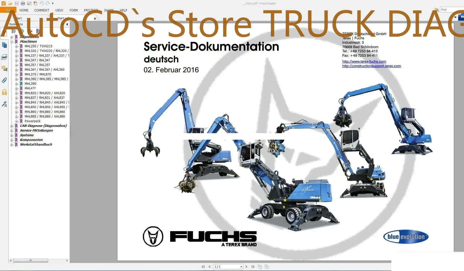 

AutoCD Terex Fuchs Service Manual Diagnostic DE — руководство по обслуживанию, электрическая, гидравлическая схема 2016.