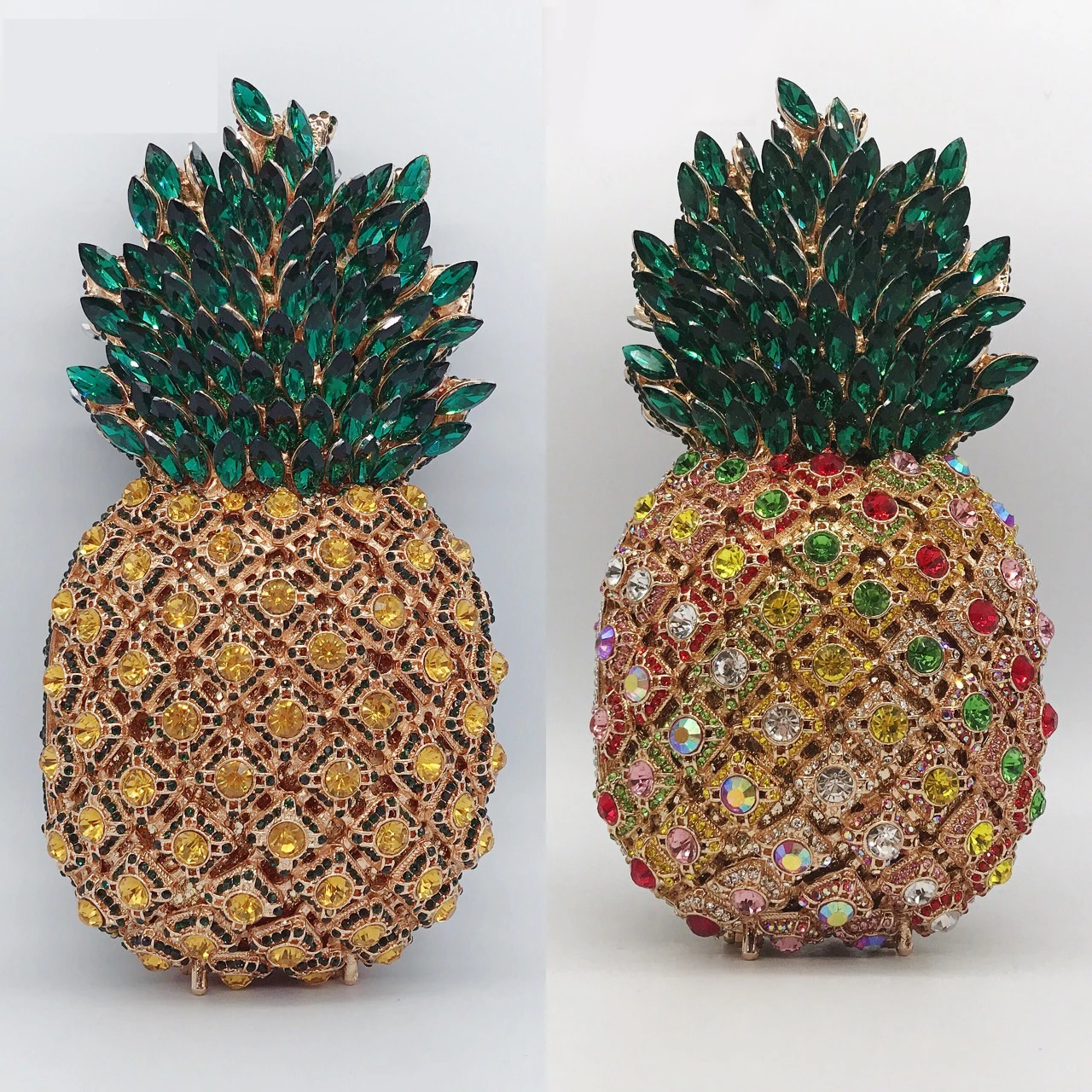 Fashion Pineapple Evening Clutch Bags Purse Golden Rhinestone Designer Luxury Women Party Clutches Shoulder Bag Wedding Handbags