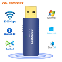 Comfast 1300Mbps WiFi USB Adapter Bluetooth 4.2 Adaptador Para De Rede PC Network Card 2G&5G 150Mbp Cle WiFi Antenna Wlan Stick