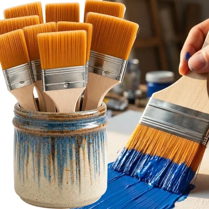 Mini Paint Brushes BBQ Cooking Brushes Multi-purpose Wooden Handle Cleaning Brushes for Art Paintings Wall Furniture DIY Craft