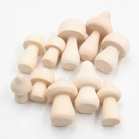 10/20 pcs Unfinished Wooden Mushrooms DIY Natural Craft Kit Multi Shape Mushroom Art Doodling Handmade Decor Materials