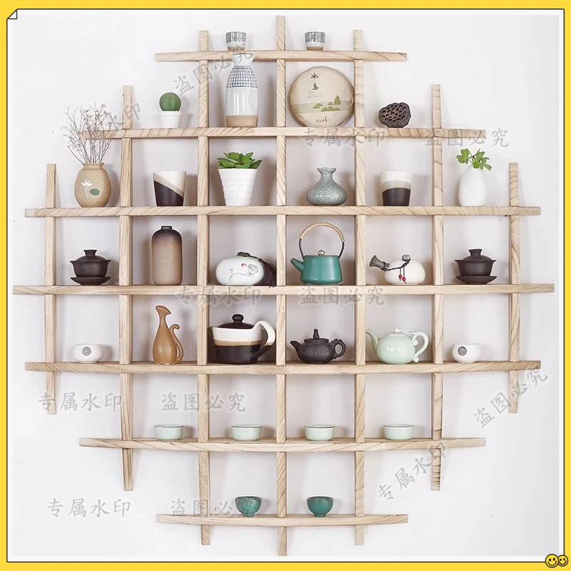 

Дверь из массива дерева, китайская настенная полка для чайной чашки, антикварный павильон Duobao, настенная полка, чайный сервиз, стеллаж с маятниковым управлением