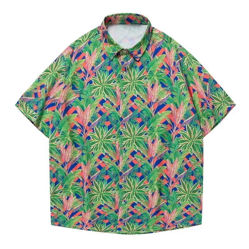 Summer Fashion Men's Hawaiian Style Short Sleeve Shirt Trend Print Casual Loose Beach Blouse Tops Man Streetwear Vacation Camisa